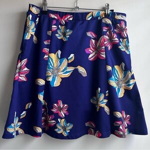 Monterey Club Blue Floral Skort, Large, Golf, Tennis, Athletic Skort, Athleisure
